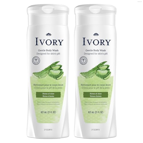 Ivory Gentle Body Wash for Family, Aloe Scent, 21 oz (Pack of 2)