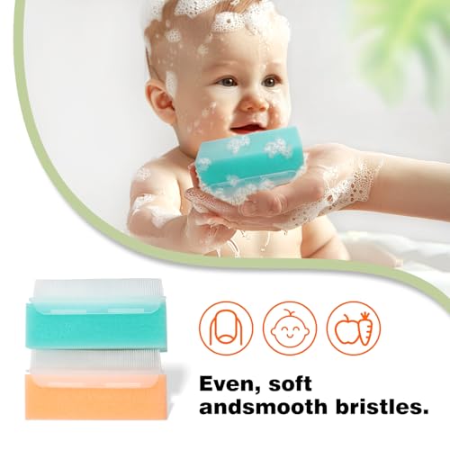 2-Pack Baby Cradle Cap Brush & Bath Sponge Set – 2-in-1 Scalp Massage Tool