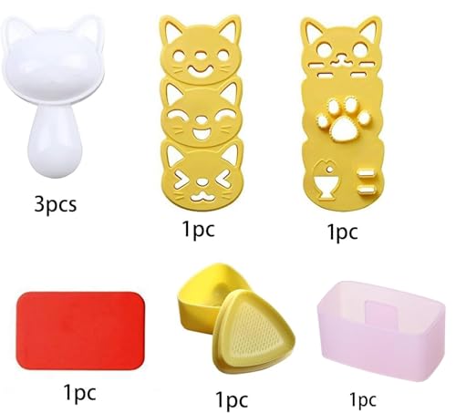 Onigiri Mold Set - 3 Cat Rice Ball Molds & Sushi Press Kit