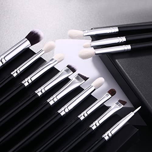 JEZTDKLE 12-Piece Professional Eye Makeup Brush Set with Storage Bag