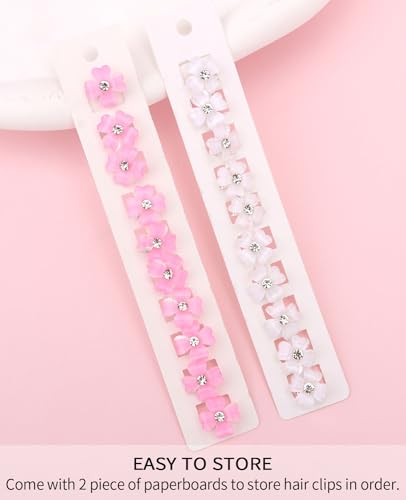 Wecoe 20 Pcs Pink & White Flower Hair Clips - Tiny Decorative Clips for Women & Kids