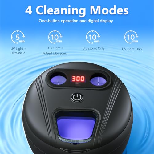 Beinhome Black Ultrasonic Retainer Cleaner - 45kHz Sonic Deep Clean