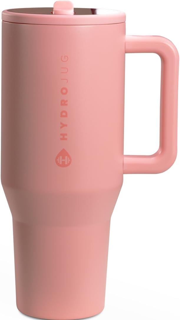 HydroJug 32 oz Insulated Water Bottle - Leak Resistant with Handle & Flip Straw | Pink Sand