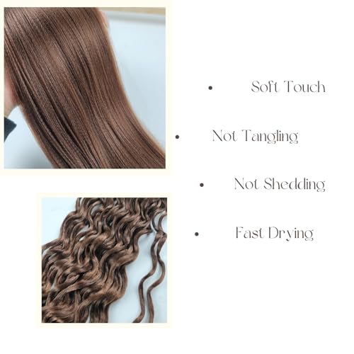 Leticia Brown Braiding Hair Pre-Stretched Short Deep Wave 16 Inch Pack of 4