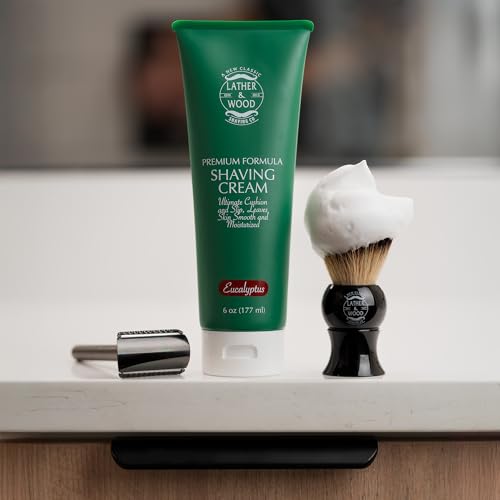 Lather & Wood Eucalyptus Shaving Cream for Men - 6oz Premium Smooth Lather