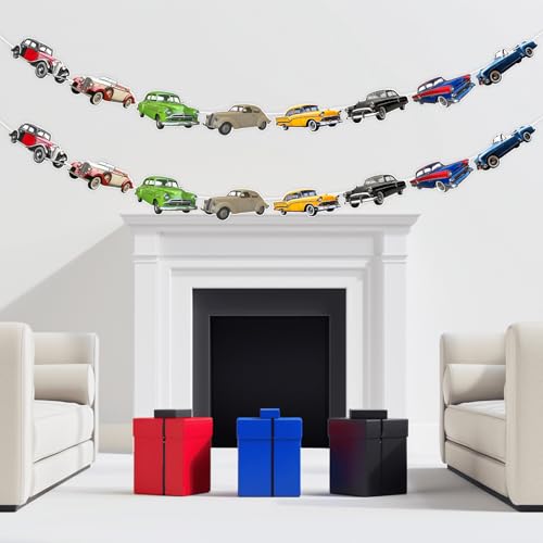 3 Pcs Classic Car Banner Garland - Retro Car Party Decorations
