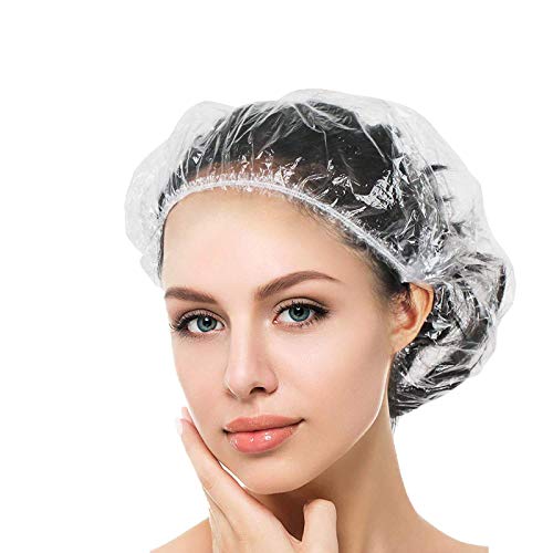 Thick Large Disposable Shower Caps for Women, 50 Pack - Waterproof & Stretch-Fit