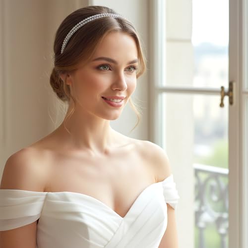 Silver Rhinestone Headbands for Women - Elegant Hair Accessories