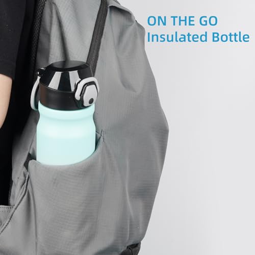 Konokyo 18 oz Insulated Stainless Steel Sports Water Bottle with Straw Lid