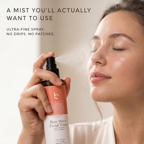Rose Water Facial Toner Spray 4.7 Fl Oz - Made in USA, Organic & Calming