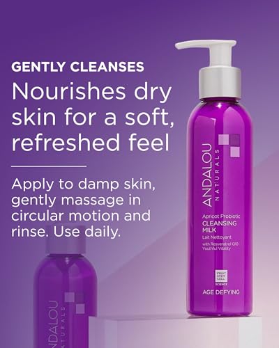 Andalou Naturals Apricot Probiotic Cleansing Milk 6 fl oz – Gentle Hydrating Face Wash