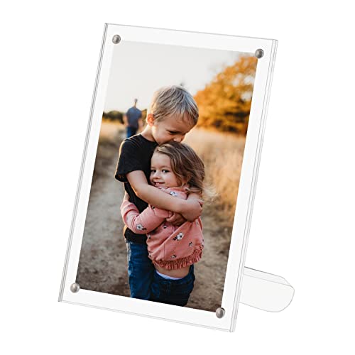 CECOLIC 6x8 Clear Acrylic Magnetic Photo Frame - Double-Sided Display