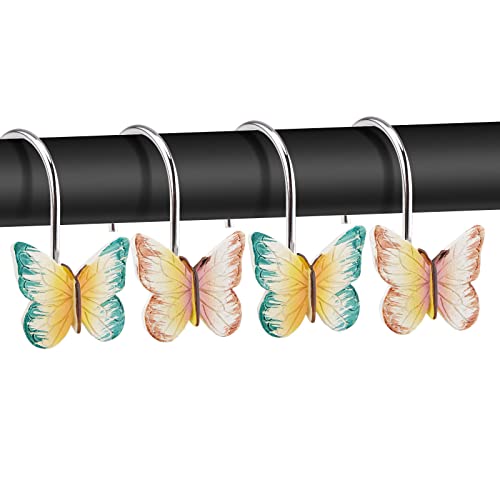 AGPTEK 12PCS Butterfly Shower Curtain Hooks - Anti-Rust Decorative Rings