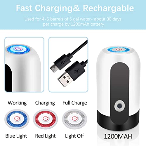 Wodgreat USB Rechargeable Water Bottle Dispenser for 5 Gallon Jugs