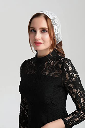 Leimandy Floral Lace Headwrap - Soft Vintage Style Headcover Veil