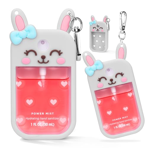 Metyond Rabbit Silicone Hand Sanitizer Case with Keychain for Touchland 1 OZ, Travel Friendly