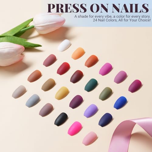 Medium Matte Press On Nails - Short Coffin Almond Fake Nails