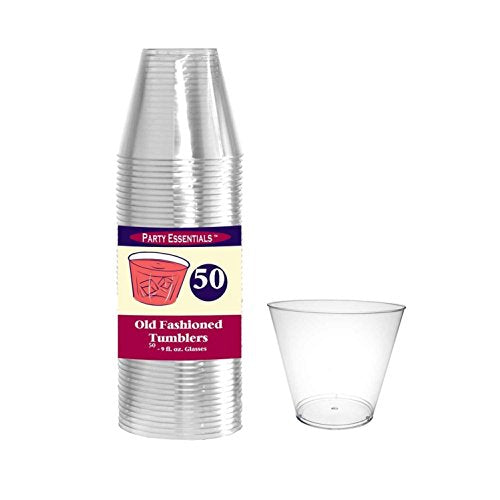 9 oz Clear Disposable Party Punch Cups - 50 Count Hard Plastic Tumblers