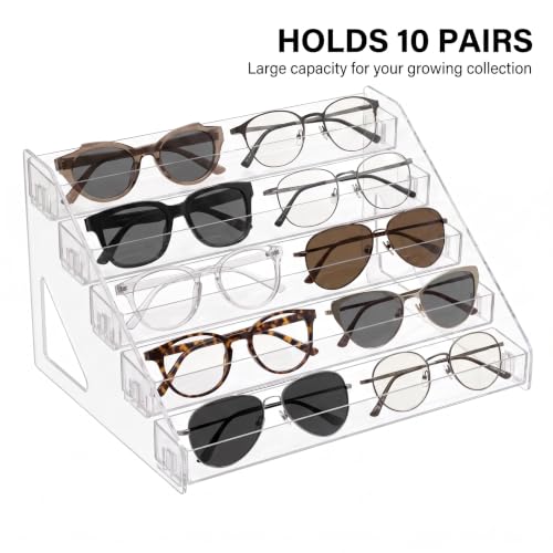 5-Tier Acrylic Sunglasses Organizer – Clear Eyeglass Display Stand