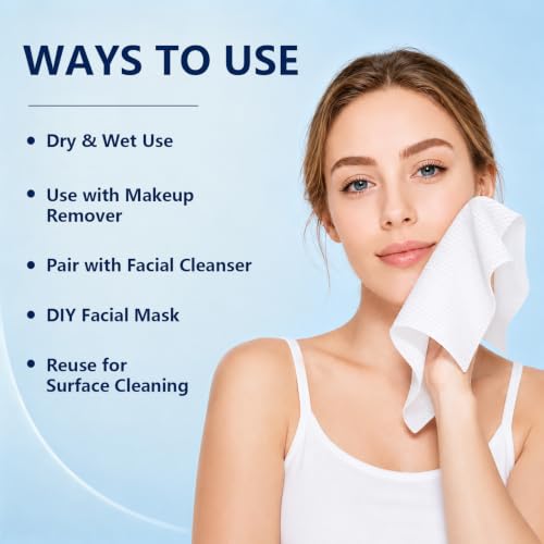 Apenkes Disposable Face Towels, 100 Count, Ultra Soft Facial Wipes