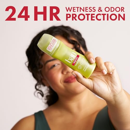 Ban Invisible Roll-On Antiperspirant Deodorant, 24-Hour Odor Protection, 3.5 oz, 2-Pack