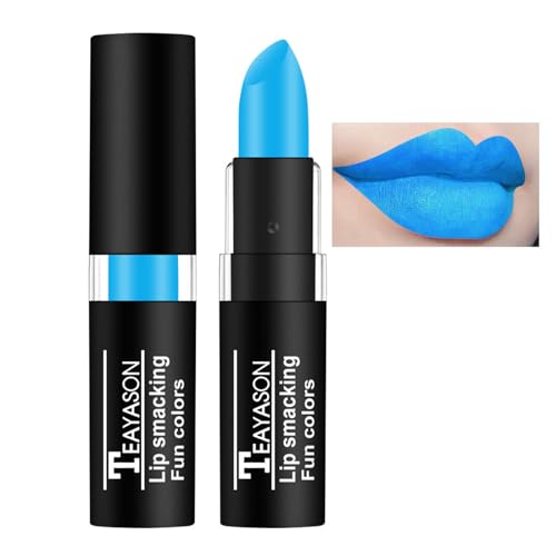 AKARY Blue Matte Lipstick - Long-Lasting Goth Lip Gloss for Halloween & Cosplay