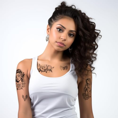 Los Vatos Chicano Bundle - Combo of 38 Temporary Tattoos for Men & Women
