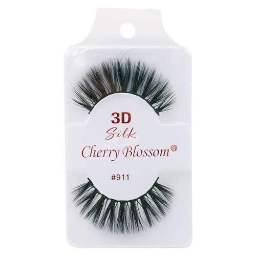 Cherry Blossom 3D Silk Eyelashes #911 Glam - 10 Pack Reusable Faux Mink