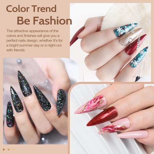 Lavender Violets Amber Brown Gel Nail Polish Set - 49 Pcs with 45 Colors, Glossy & Matte Top Coats