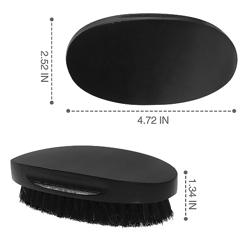 Tipuuz Black 360 Curved Medium Hard Boar Bristle Hair & Beard Brush for Waves & Grooming