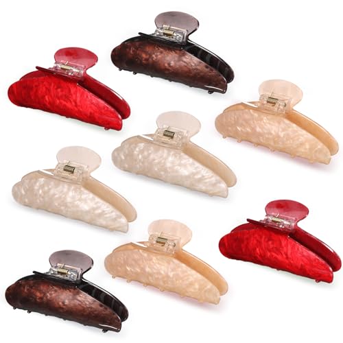 8 Pcs Large Acrylic Hair Claw Clips, 3.94 Inch Non-Slip Jaw Clamps