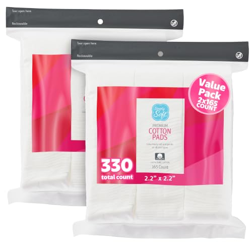 Simply Soft Premium Cotton Pads - 100% Natural, Hypoallergenic, 330 Count