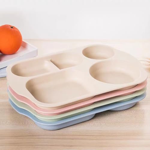 12-Inch Large Divided Plates - Durable Wheat Straw, BPA-Free, 4-Pack