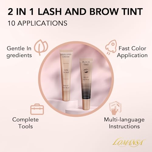 Lomansa Black Eyelash Color Kit – Natural Results for Lashes & Brows