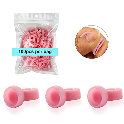 MARLLOGIVA 100pcs Pink Silicone Pigment Rings for Microblading & Tattoo Ink Holders