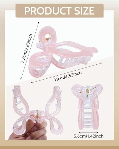 Mesovor Bow Hair Claw Clips - 4 Pack Non-Slip 4.3" Stylish Grips