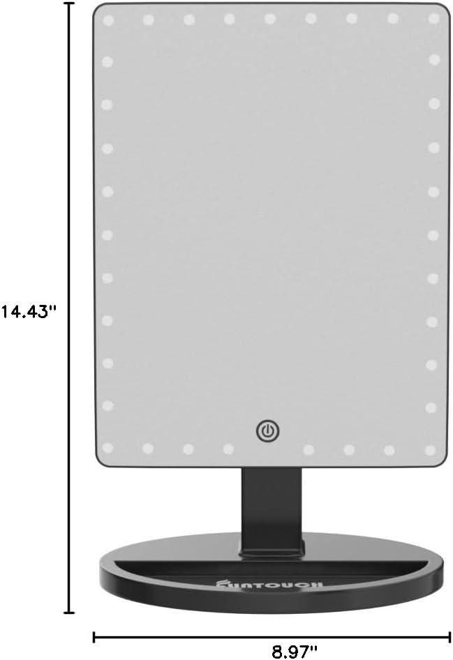 Large Lighted Makeup Mirror - 10x Magnification, 360° Rotation | Adjustable Brightness for Desk Use