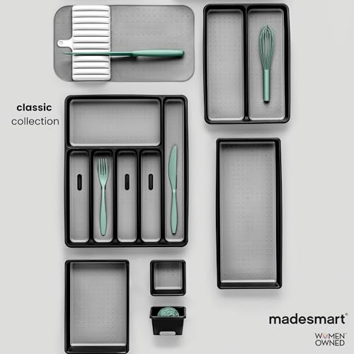 madesmart Classic Compact 5-Compartment Cutlery Tray - Carbon