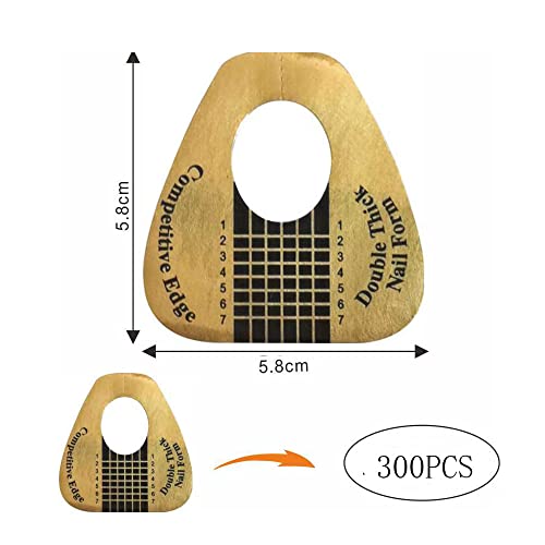 VNC 300Pcs Golden Nail Forms for Poly Gel Extensions Self-Adhesive Nail Tips Guide