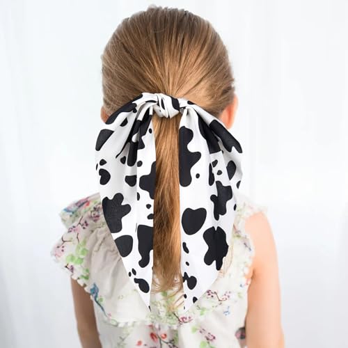 Cow Print 2-Pack Hair Band with Bow & Rubber Band - Mxxipp