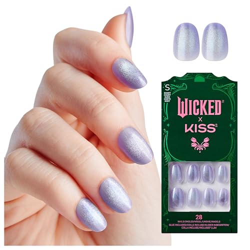 KISS Ozdust Press On Nails - Light Purple Short Oval Fake Nails Kit with Glue & Tools