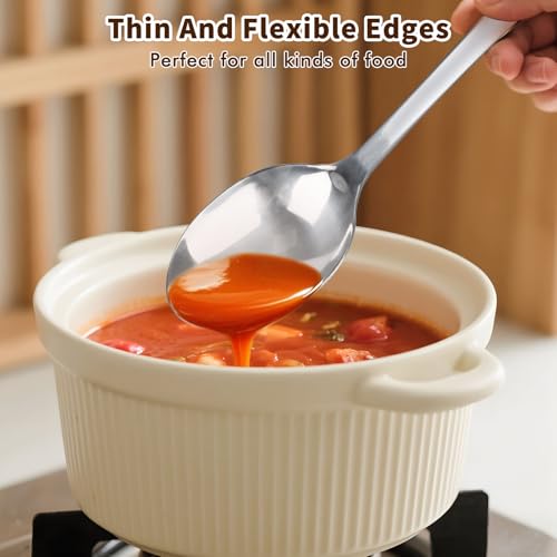 Stainless Steel Cooking Spoons Set - 2 Heavy Duty Serving Utensils