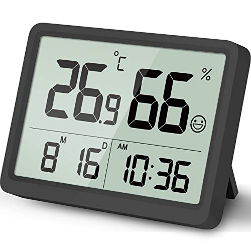 DOOMAY Digital Hygrometer and Temperature Monitor - 3.62" LCD, Manual Calibration, 10s Refresh, 3-Way Mount