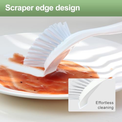 CQT 4-Pack Kitchen Scrub Brushes with Comfortable Long Handle