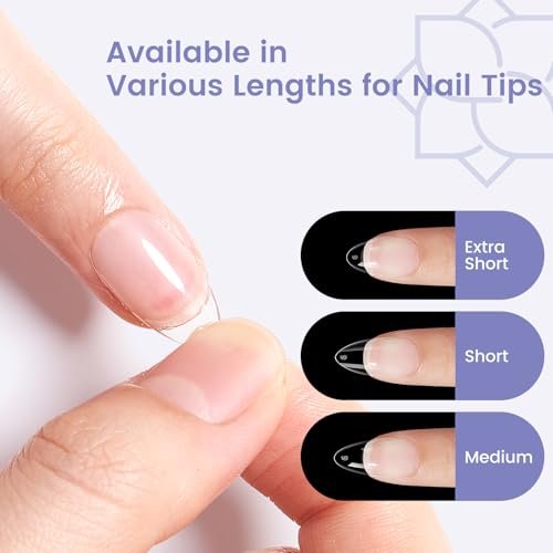 240Pcs Clear Almond Nail Tips – 12 Sizes Full Cover for DIY Salon