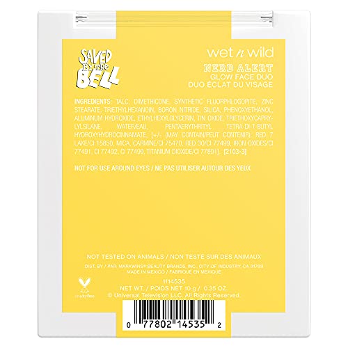 wet n wild Saved By The Bell Highlighter & Illuminator Duo - Radiant Shimmer Face Palette, 0.35oz, Cruelty-Free, Nerd Alert