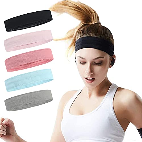 Oneye Non-Slip Workout Headbands for Women & Men - 5 Pack Sports Hair Bands