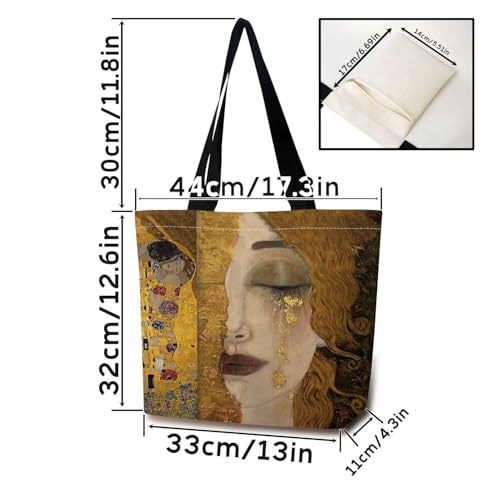 Klimt Painting Tote Bag - Stylish Reusable Grocery Shoulder Bag