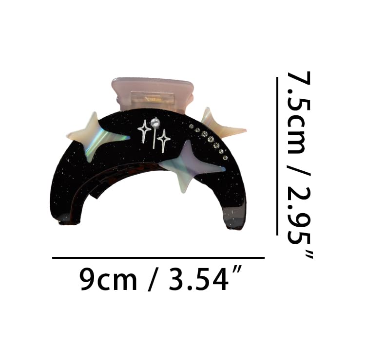 Black Acetate Claw Hair Clip - Stylish Non-Slip Hair Accessory for Women
