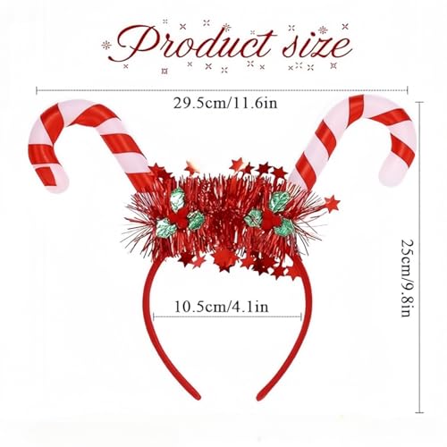 Light-Up Christmas Headbands - 2Pcs Candy Cane Holiday Accessories